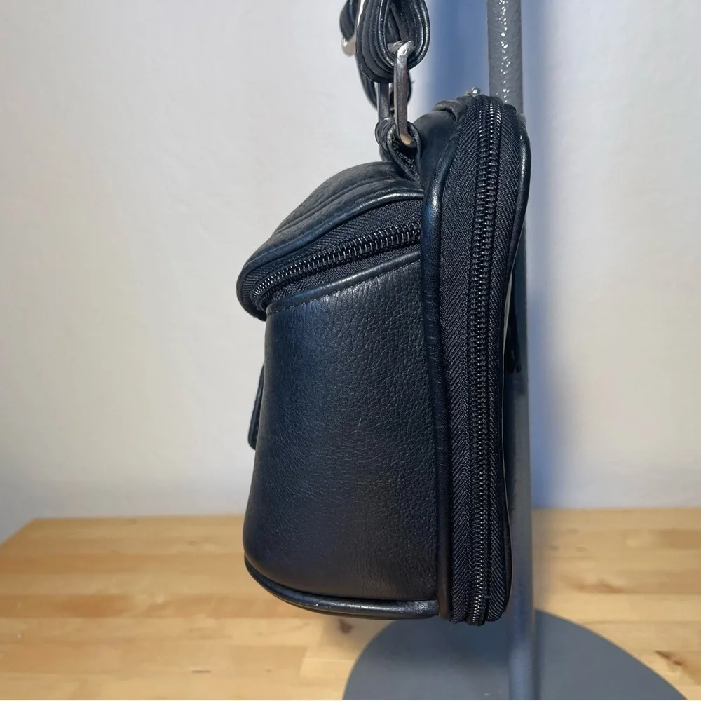LATICO Black Leather Crossbody Organizer Bag RFID Wallet Travel Messenger Purse